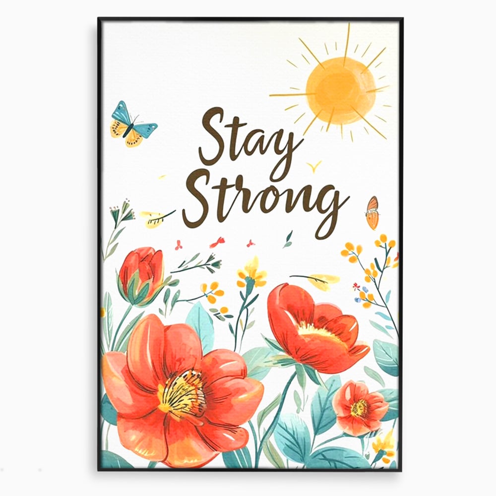 Tablou Canvas Premium, LuxCanva® Q1020, Curaj sub Soare, Flori, Natura, Putere, Optimism, Energie, Speranta, Pastel, Mesaj, Motivatie, Birou, Dormitor