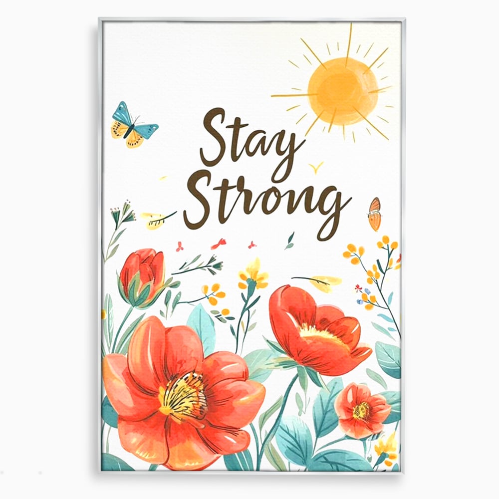 Tablou Canvas Premium, LuxCanva® Q1020, Curaj sub Soare, Flori, Natura, Putere, Optimism, Energie, Speranta, Pastel, Mesaj, Motivatie, Birou, Dormitor