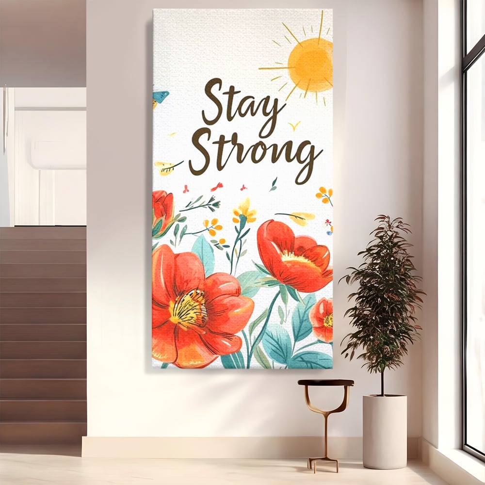 Tablou Canvas Premium, LuxCanva® Q1020, Curaj sub Soare, Flori, Natura, Putere, Optimism, Energie, Speranta, Pastel, Mesaj, Motivatie, Birou, Dormitor