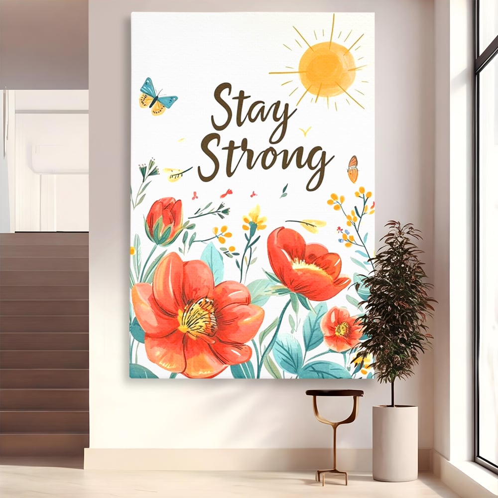 Tablou Canvas Premium, LuxCanva® Q1020, Curaj sub Soare, Flori, Natura, Putere, Optimism, Energie, Speranta, Pastel, Mesaj, Motivatie, Birou, Dormitor