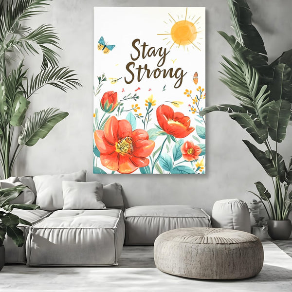 Tablou Canvas Premium, LuxCanva® Q1020, Curaj sub Soare, Flori, Natura, Putere, Optimism, Energie, Speranta, Pastel, Mesaj, Motivatie, Birou, Dormitor