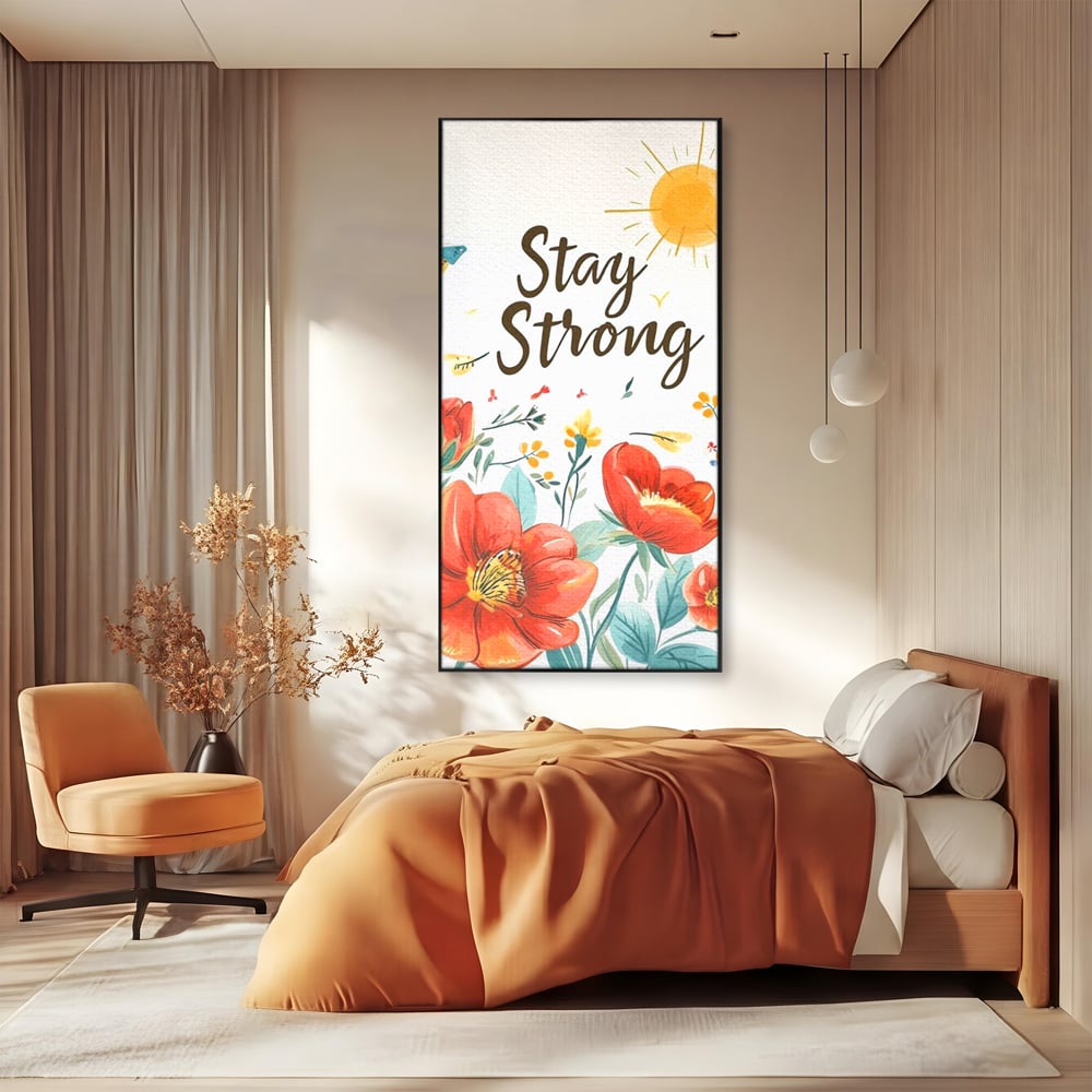 Tablou Canvas Premium, LuxCanva® Q1020, Curaj sub Soare, Flori, Natura, Putere, Optimism, Energie, Speranta, Pastel, Mesaj, Motivatie, Birou, Dormitor