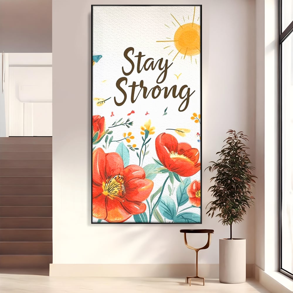 Tablou Canvas Premium, LuxCanva® Q1020, Curaj sub Soare, Flori, Natura, Putere, Optimism, Energie, Speranta, Pastel, Mesaj, Motivatie, Birou, Dormitor