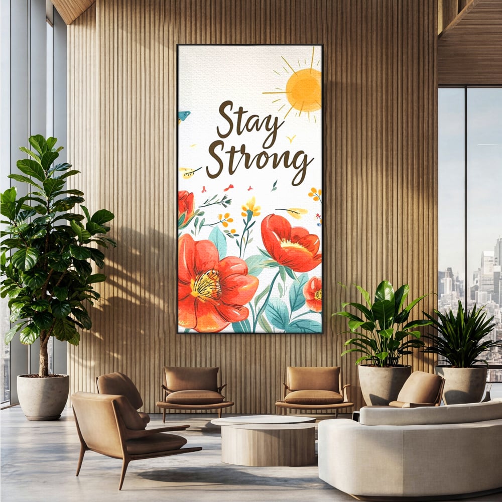 Tablou Canvas Premium, LuxCanva® Q1020, Curaj sub Soare, Flori, Natura, Putere, Optimism, Energie, Speranta, Pastel, Mesaj, Motivatie, Birou, Dormitor