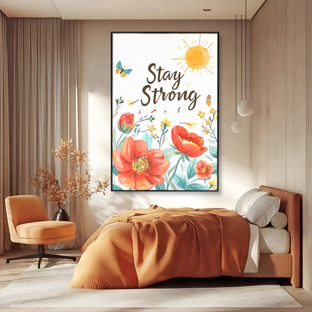 Tablou Canvas Premium, LuxCanva® Q1020, Curaj sub Soare, Flori, Natura, Putere, Optimism, Energie, Speranta, Pastel, Mesaj, Motivatie, Birou, Dormitor