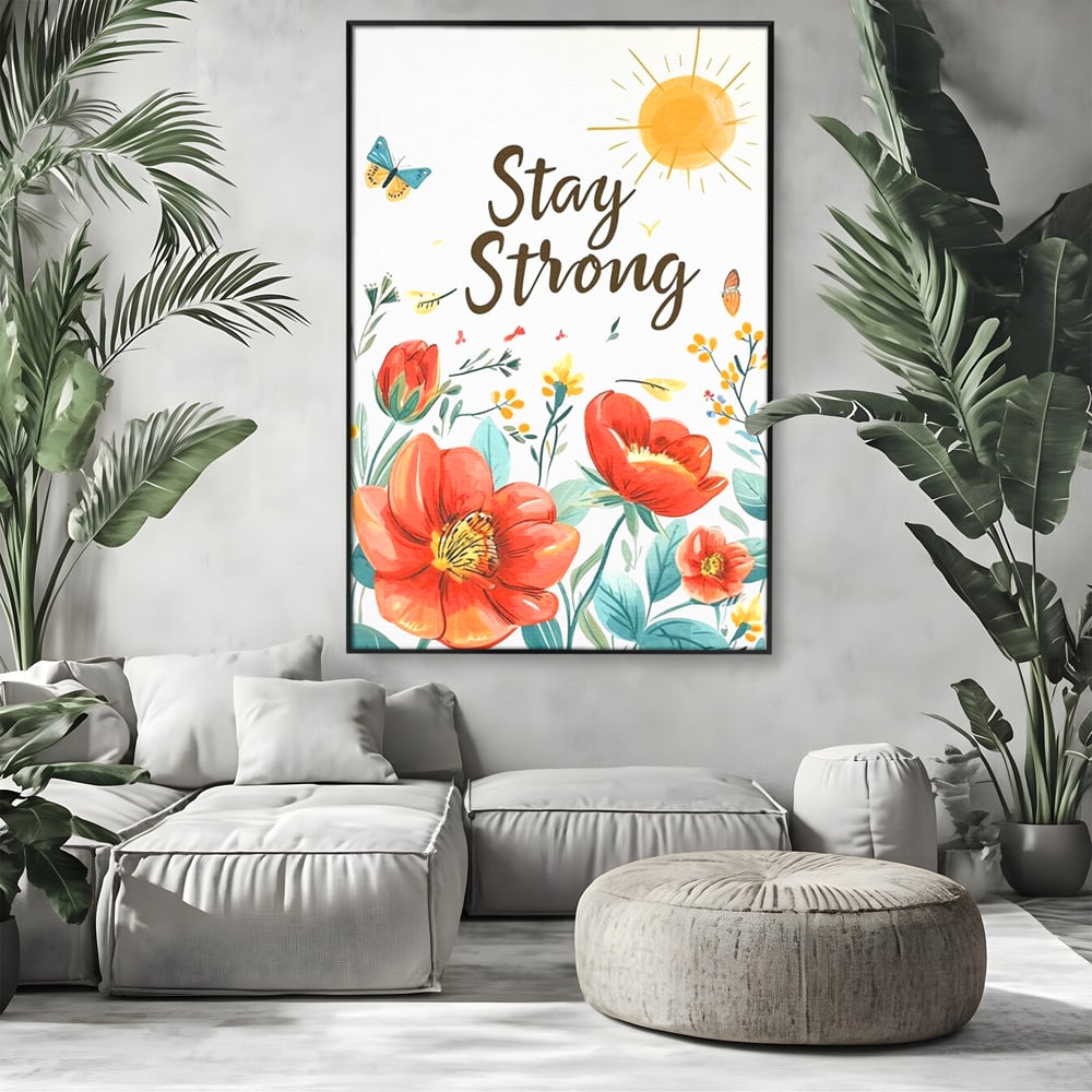 Tablou Canvas Premium, LuxCanva® Q1020, Curaj sub Soare, Flori, Natura, Putere, Optimism, Energie, Speranta, Pastel, Mesaj, Motivatie, Birou, Dormitor