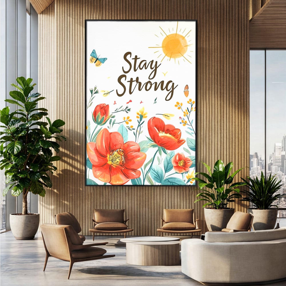 Tablou Canvas Premium, LuxCanva® Q1020, Curaj sub Soare, Flori, Natura, Putere, Optimism, Energie, Speranta, Pastel, Mesaj, Motivatie, Birou, Dormitor