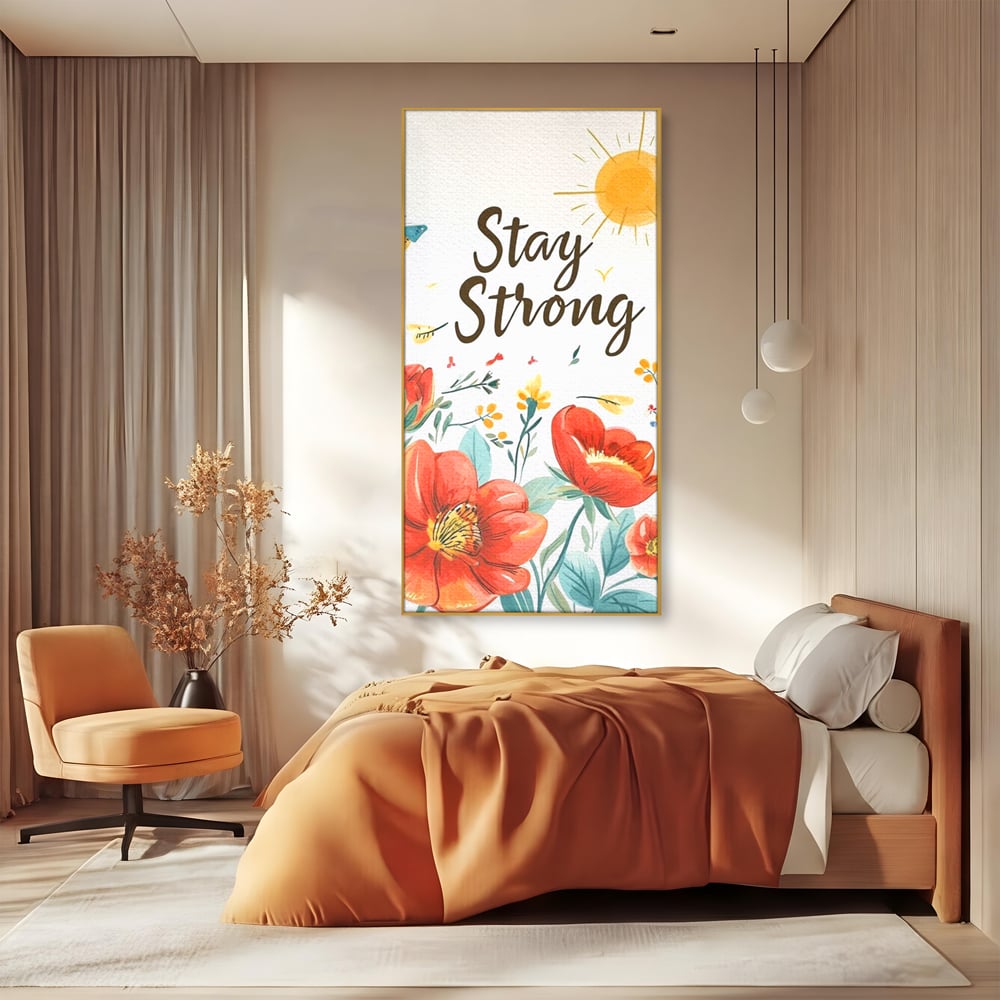 Tablou Canvas Premium, LuxCanva® Q1020, Curaj sub Soare, Flori, Natura, Putere, Optimism, Energie, Speranta, Pastel, Mesaj, Motivatie, Birou, Dormitor
