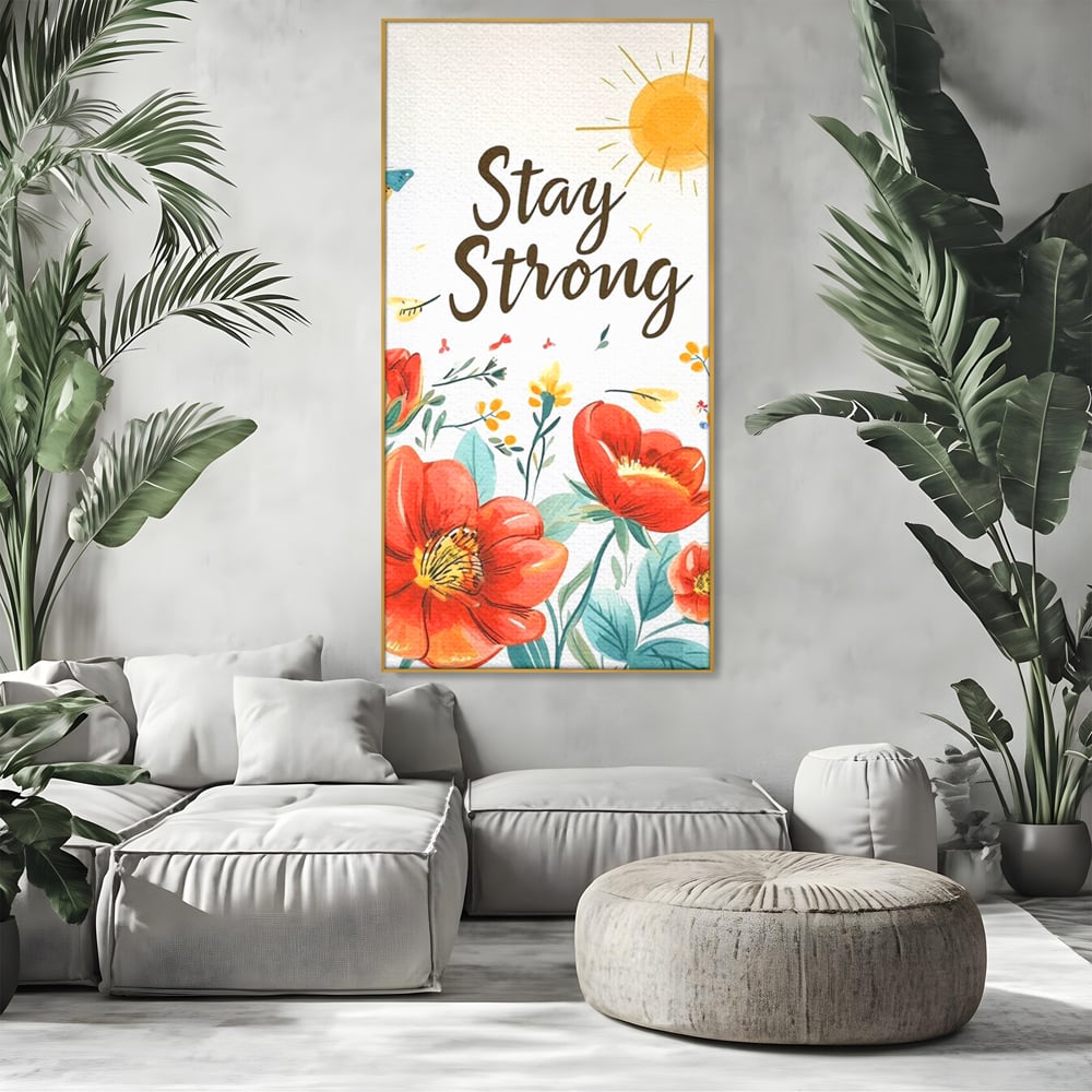Tablou Canvas Premium, LuxCanva® Q1020, Curaj sub Soare, Flori, Natura, Putere, Optimism, Energie, Speranta, Pastel, Mesaj, Motivatie, Birou, Dormitor