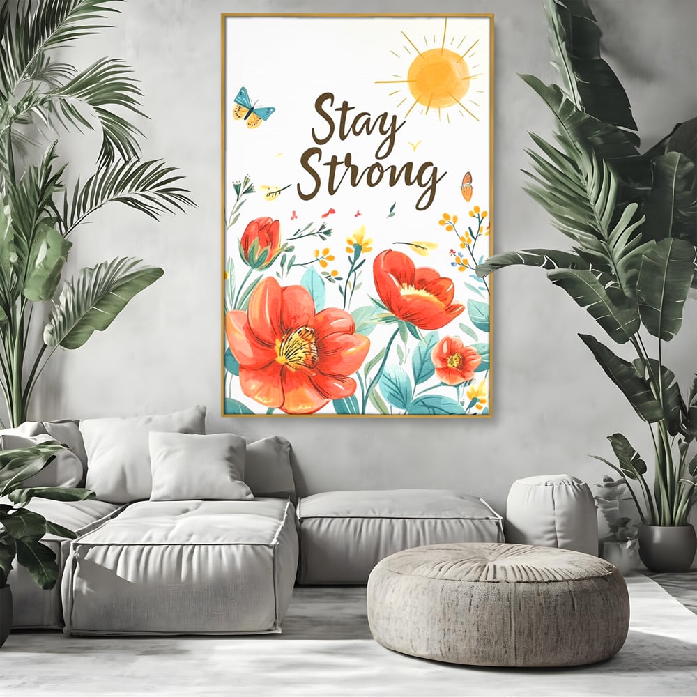 Tablou Canvas Premium, LuxCanva® Q1020, Curaj sub Soare, Flori, Natura, Putere, Optimism, Energie, Speranta, Pastel, Mesaj, Motivatie, Birou, Dormitor