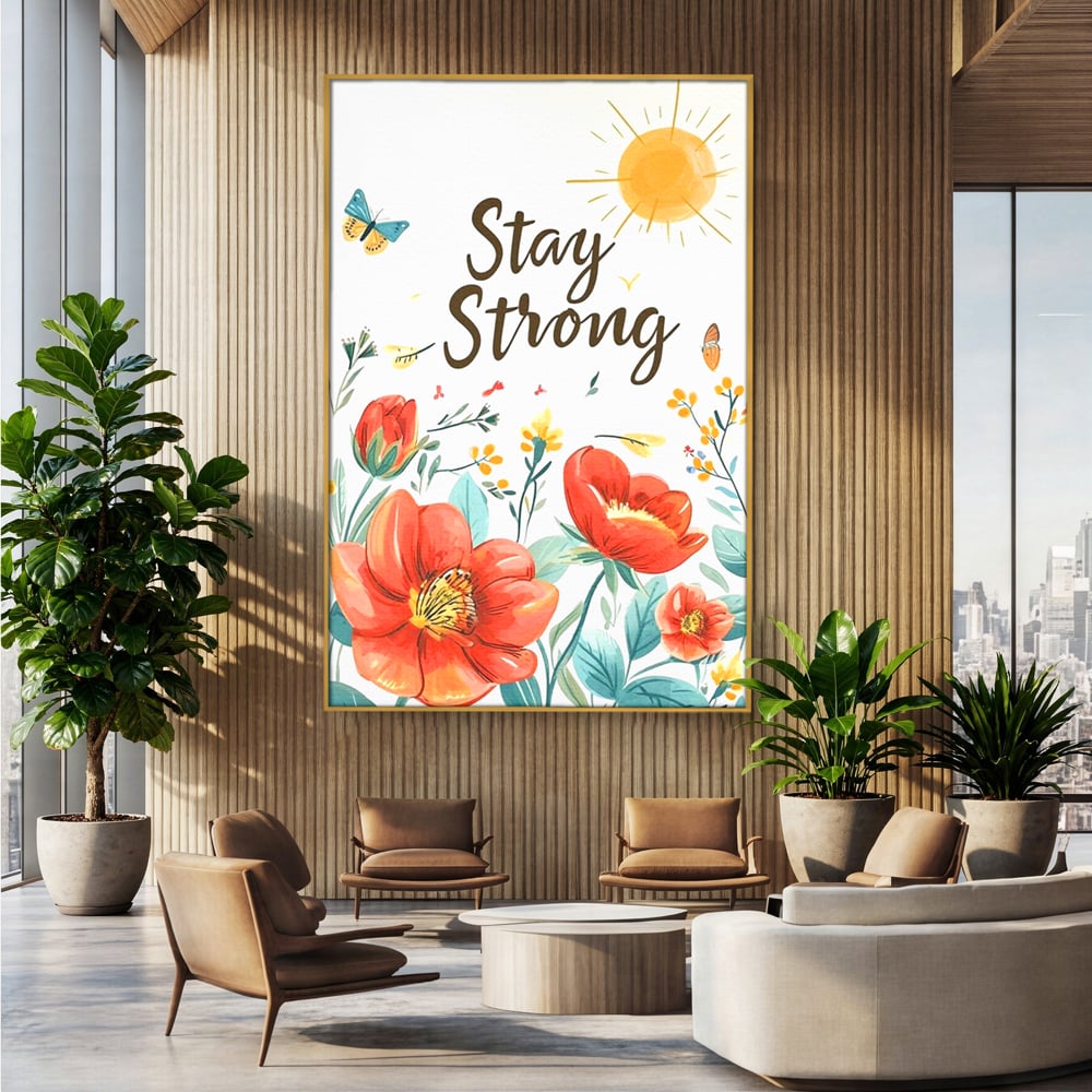 Tablou Canvas Premium, LuxCanva® Q1020, Curaj sub Soare, Flori, Natura, Putere, Optimism, Energie, Speranta, Pastel, Mesaj, Motivatie, Birou, Dormitor