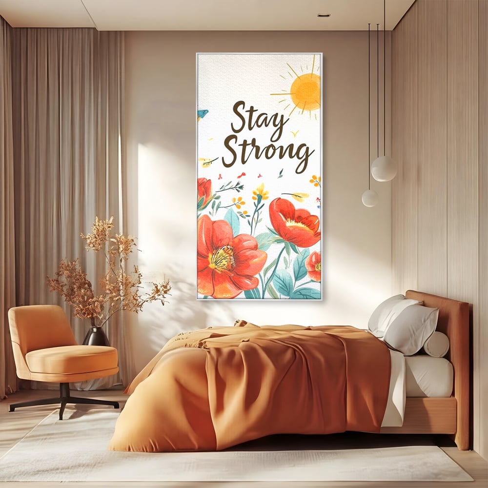 Tablou Canvas Premium, LuxCanva® Q1020, Curaj sub Soare, Flori, Natura, Putere, Optimism, Energie, Speranta, Pastel, Mesaj, Motivatie, Birou, Dormitor