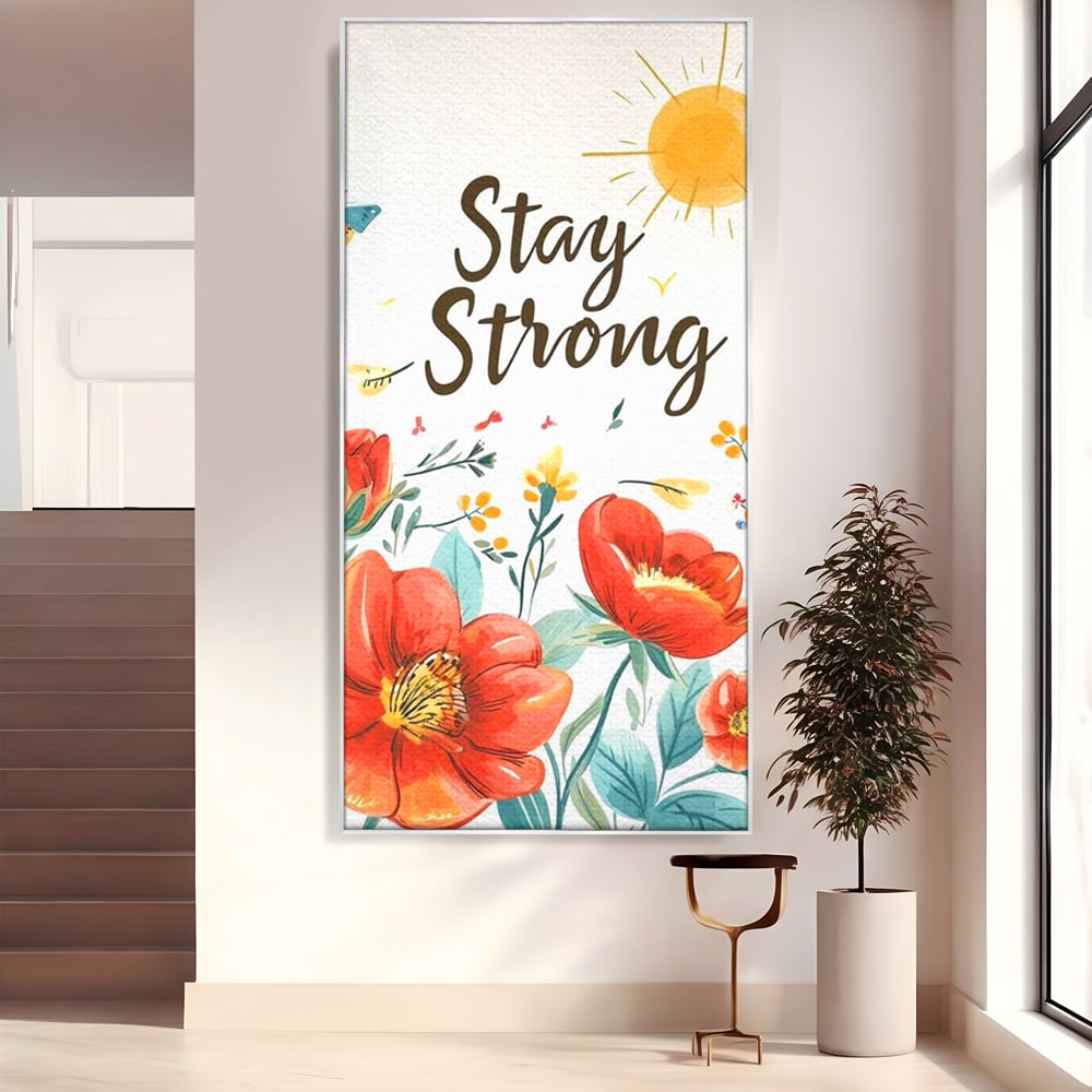 Tablou Canvas Premium, LuxCanva® Q1020, Curaj sub Soare, Flori, Natura, Putere, Optimism, Energie, Speranta, Pastel, Mesaj, Motivatie, Birou, Dormitor