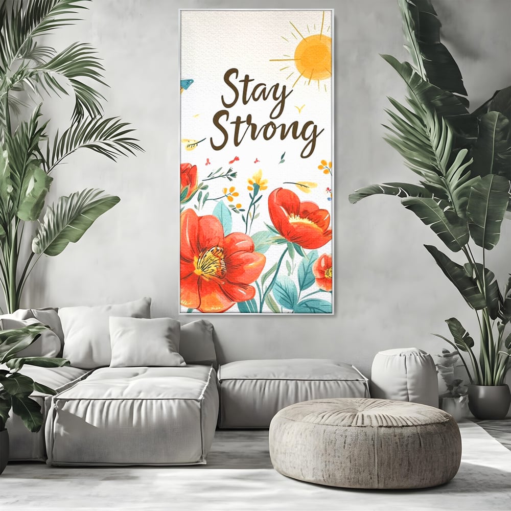Tablou Canvas Premium, LuxCanva® Q1020, Curaj sub Soare, Flori, Natura, Putere, Optimism, Energie, Speranta, Pastel, Mesaj, Motivatie, Birou, Dormitor