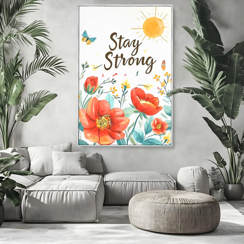 Tablou Canvas Premium, LuxCanva® Q1020, Curaj sub Soare, Flori, Natura, Putere, Optimism, Energie, Speranta, Pastel, Mesaj, Motivatie, Birou, Dormitor