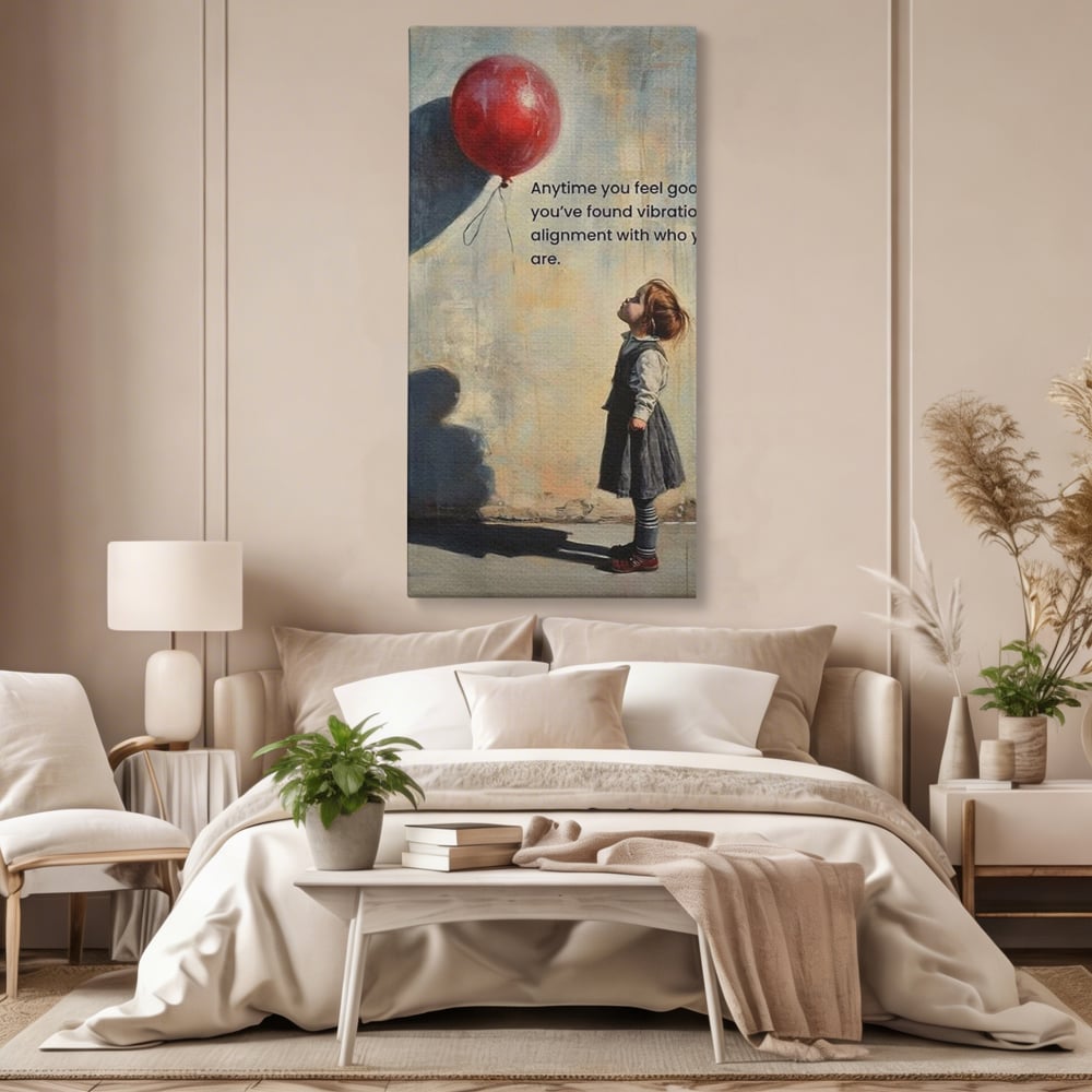 Leinwand Premium Canvas Wandkunst, LuxCanva® Q1022, Innere Harmonie, Emotion, Kind, Glück, Botschaft, Motivation, Ballon, Seele, Gewissen, Büro, Schlafzimmer