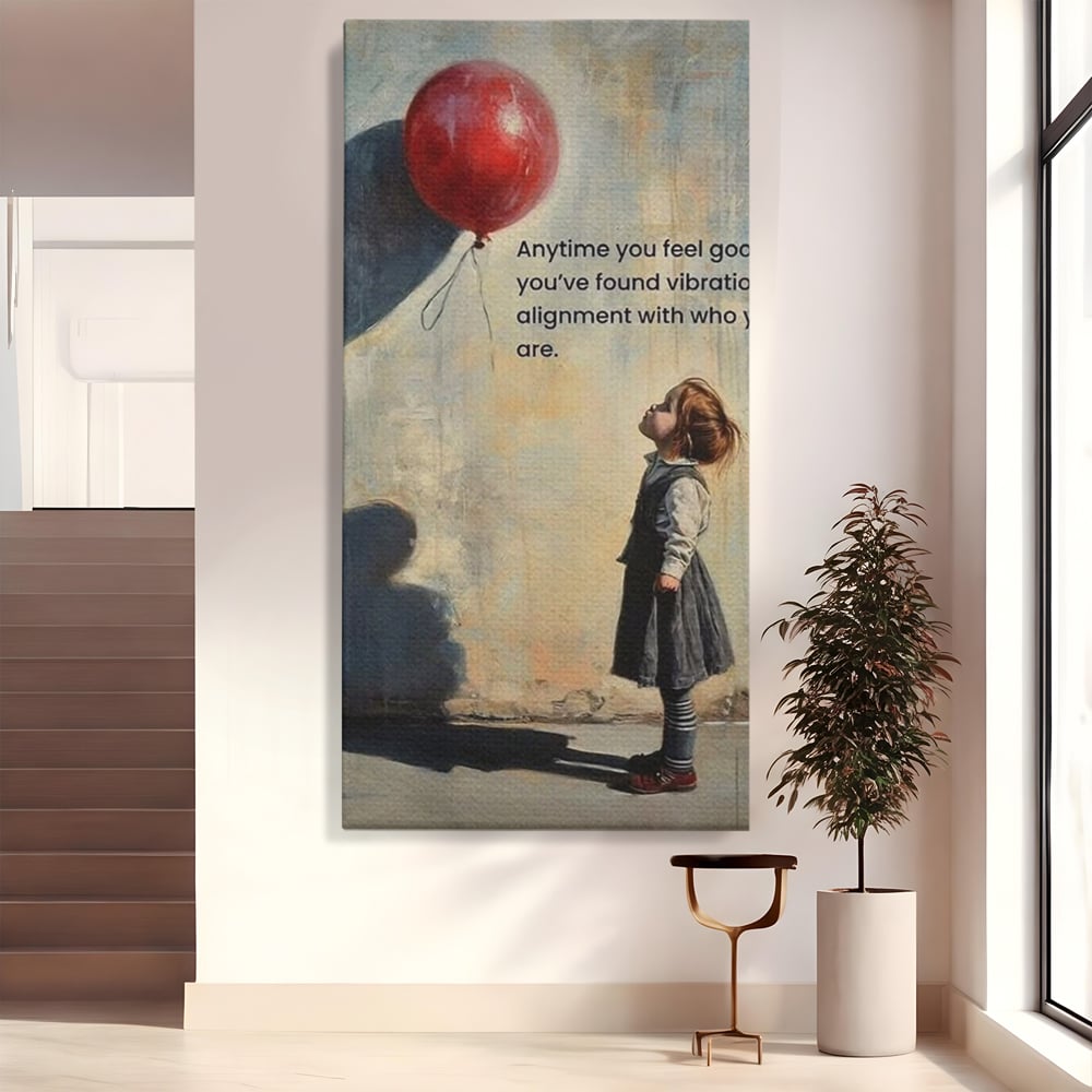 Leinwand Premium Canvas Wandkunst, LuxCanva® Q1022, Innere Harmonie, Emotion, Kind, Glück, Botschaft, Motivation, Ballon, Seele, Gewissen, Büro, Schlafzimmer
