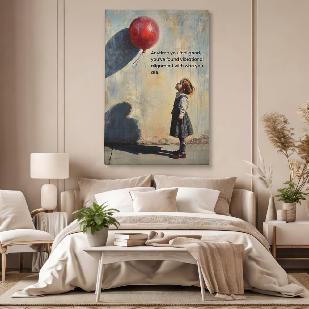 Leinwand Premium Canvas Wandkunst, LuxCanva® Q1022, Innere Harmonie, Emotion, Kind, Glück, Botschaft, Motivation, Ballon, Seele, Gewissen, Büro, Schlafzimmer