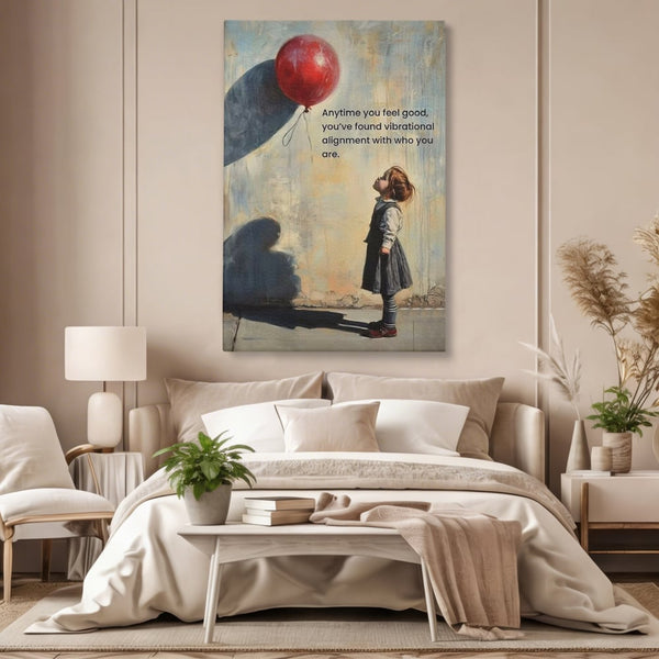 Leinwand Premium Canvas Wandkunst, LuxCanva® Q1022, Innere Harmonie, Emotion, Kind, Glück, Botschaft, Motivation, Ballon, Seele, Gewissen, Büro, Schlafzimmer