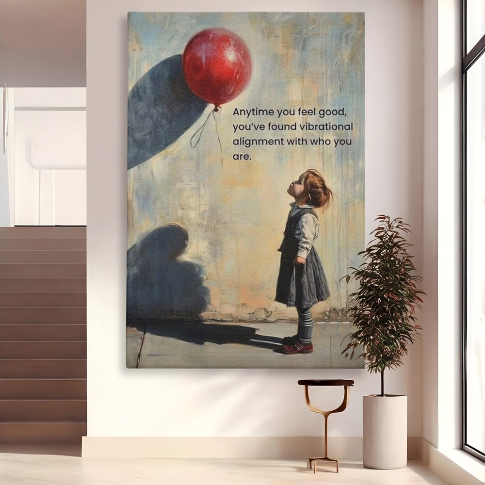 Leinwand Premium Canvas Wandkunst, LuxCanva® Q1022, Innere Harmonie, Emotion, Kind, Glück, Botschaft, Motivation, Ballon, Seele, Gewissen, Büro, Schlafzimmer