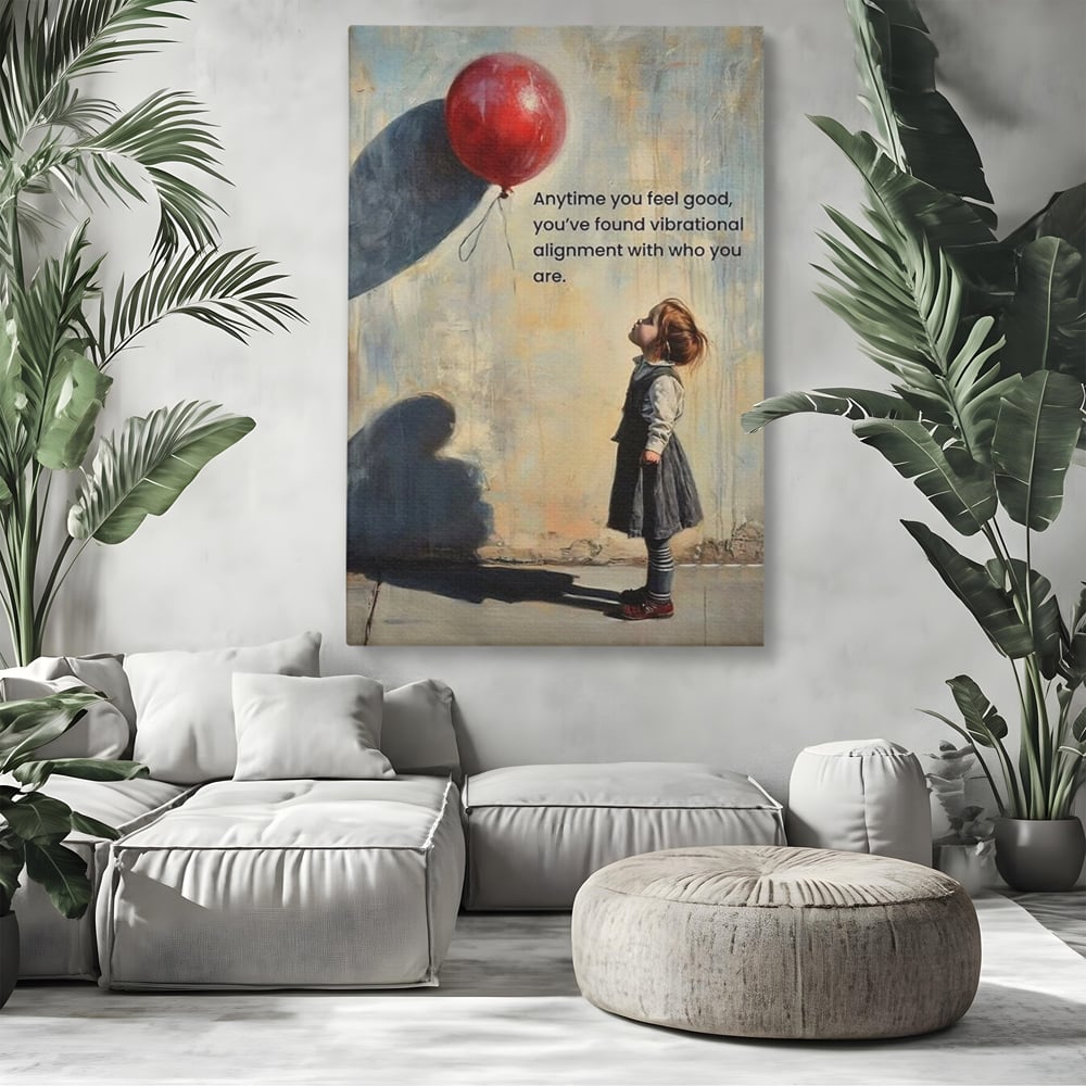 Leinwand Premium Canvas Wandkunst, LuxCanva® Q1022, Innere Harmonie, Emotion, Kind, Glück, Botschaft, Motivation, Ballon, Seele, Gewissen, Büro, Schlafzimmer