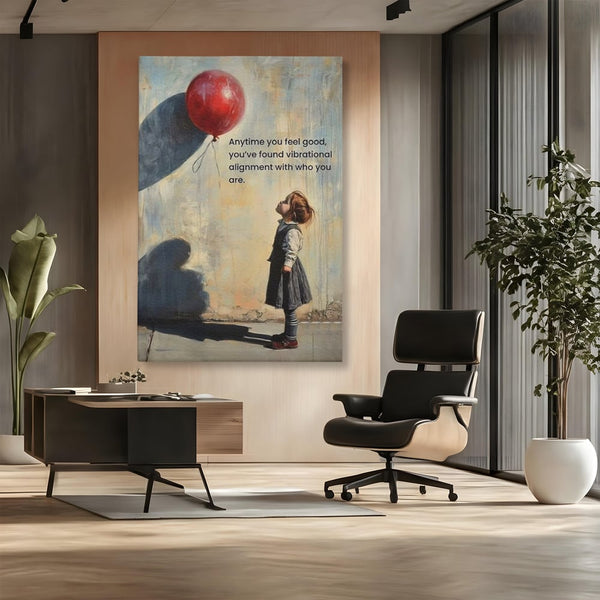 Leinwand Premium Canvas Wandkunst, LuxCanva® Q1022, Innere Harmonie, Emotion, Kind, Glück, Botschaft, Motivation, Ballon, Seele, Gewissen, Büro, Schlafzimmer