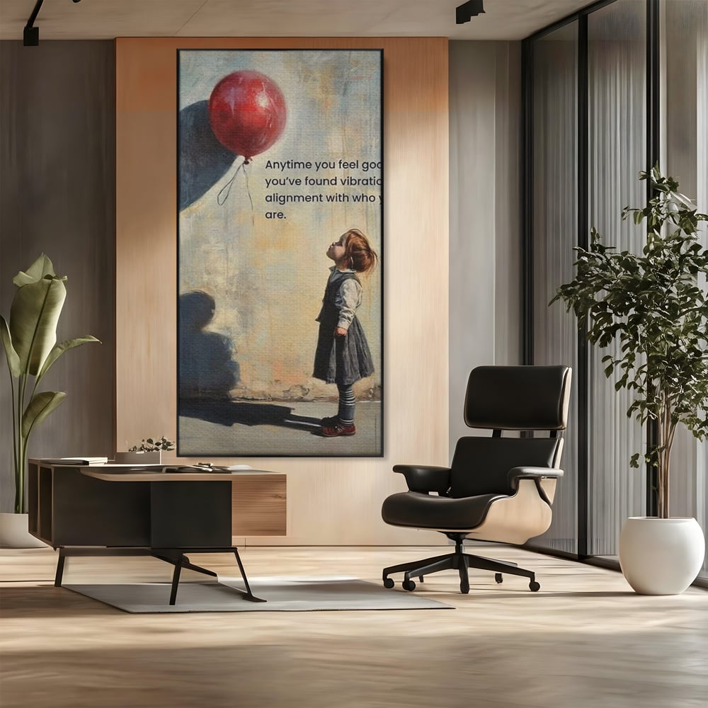 Leinwand Premium Canvas Wandkunst, LuxCanva® Q1022, Innere Harmonie, Emotion, Kind, Glück, Botschaft, Motivation, Ballon, Seele, Gewissen, Büro, Schlafzimmer