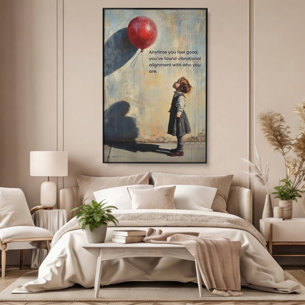 Leinwand Premium Canvas Wandkunst, LuxCanva® Q1022, Innere Harmonie, Emotion, Kind, Glück, Botschaft, Motivation, Ballon, Seele, Gewissen, Büro, Schlafzimmer