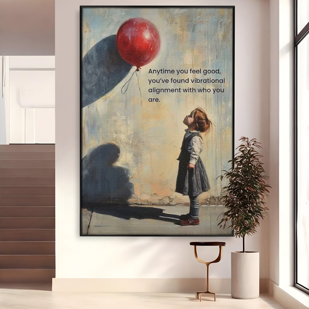 Leinwand Premium Canvas Wandkunst, LuxCanva® Q1022, Innere Harmonie, Emotion, Kind, Glück, Botschaft, Motivation, Ballon, Seele, Gewissen, Büro, Schlafzimmer