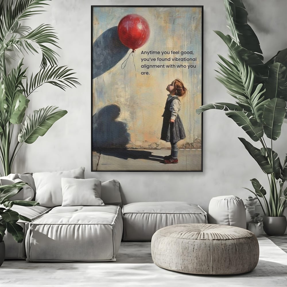 Leinwand Premium Canvas Wandkunst, LuxCanva® Q1022, Innere Harmonie, Emotion, Kind, Glück, Botschaft, Motivation, Ballon, Seele, Gewissen, Büro, Schlafzimmer