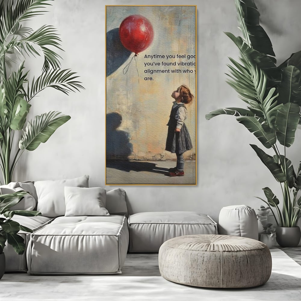 Leinwand Premium Canvas Wandkunst, LuxCanva® Q1022, Innere Harmonie, Emotion, Kind, Glück, Botschaft, Motivation, Ballon, Seele, Gewissen, Büro, Schlafzimmer