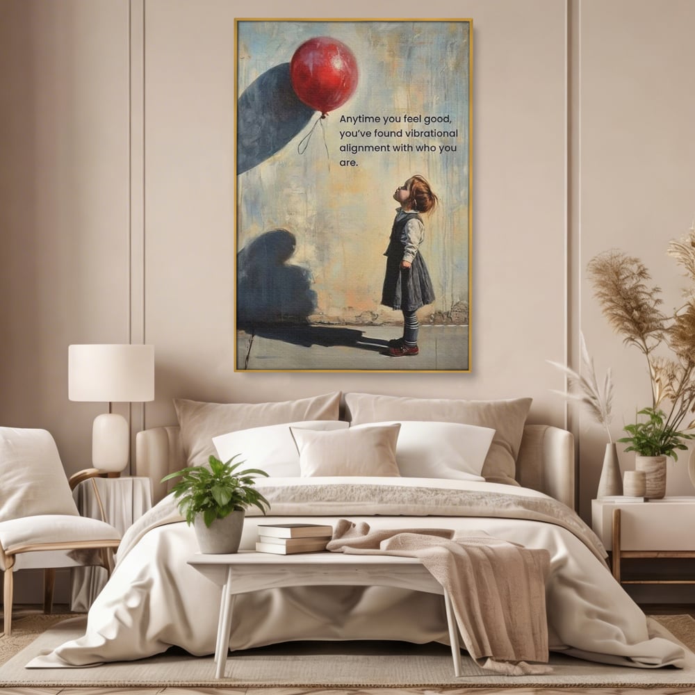 Leinwand Premium Canvas Wandkunst, LuxCanva® Q1022, Innere Harmonie, Emotion, Kind, Glück, Botschaft, Motivation, Ballon, Seele, Gewissen, Büro, Schlafzimmer