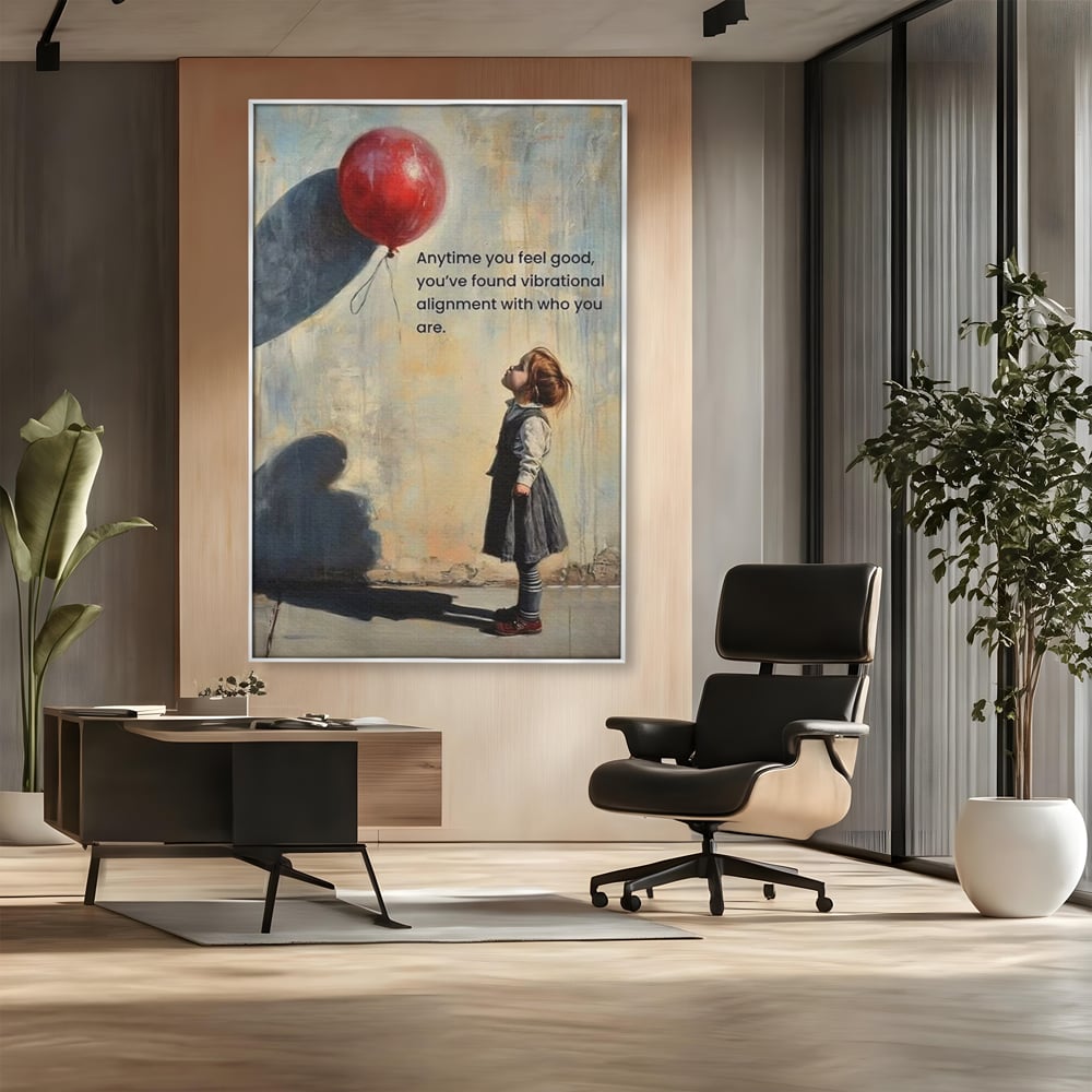 Leinwand Premium Canvas Wandkunst, LuxCanva® Q1022, Innere Harmonie, Emotion, Kind, Glück, Botschaft, Motivation, Ballon, Seele, Gewissen, Büro, Schlafzimmer