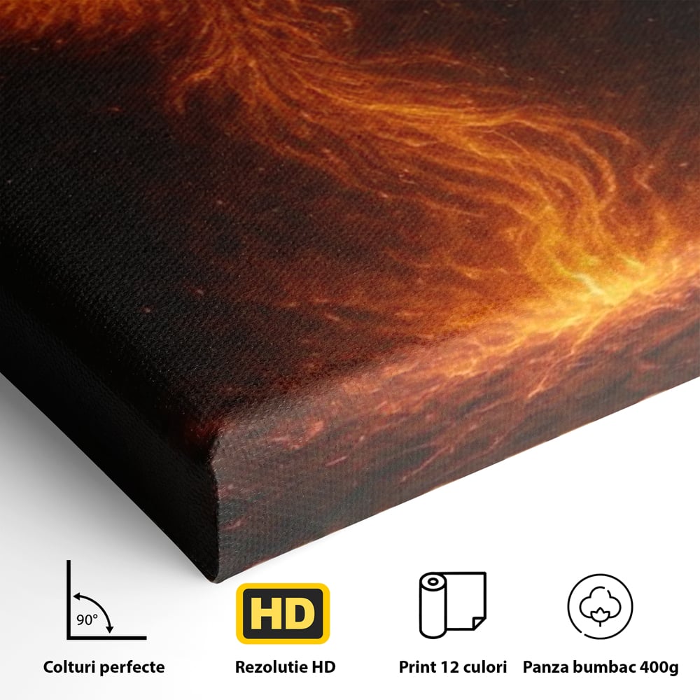 Tablou Canvas Premium, LuxCanva® Q1023, Puterea Renasterii, Phoenix, Pasare, Foc, Flacari, Motivatie, Renastere, Curaj, Triumf, Mitic, Birou, Dormitor