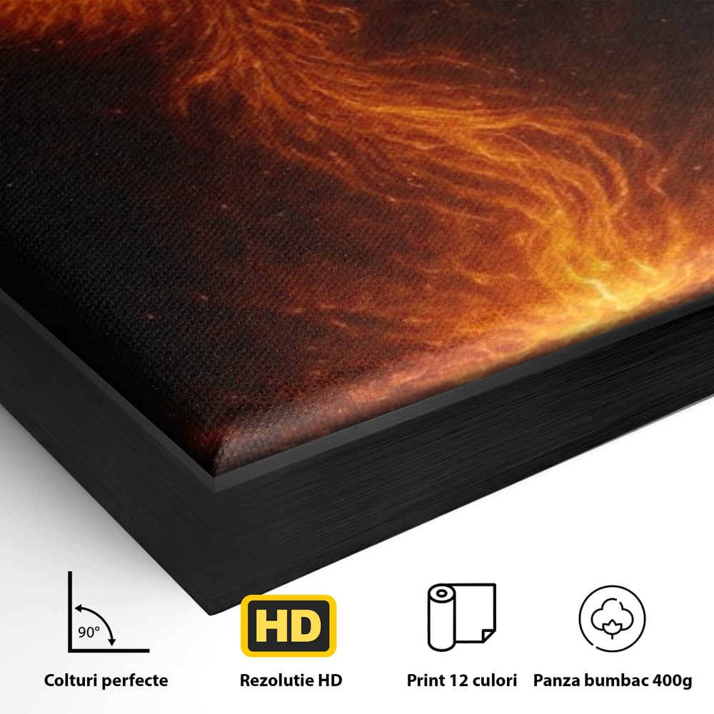 Tablou Canvas Premium, LuxCanva® Q1023, Puterea Renasterii, Phoenix, Pasare, Foc, Flacari, Motivatie, Renastere, Curaj, Triumf, Mitic, Birou, Dormitor