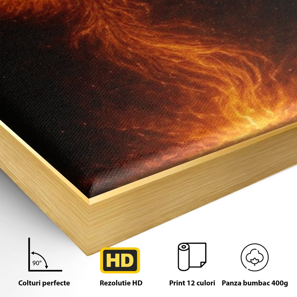 Tablou Canvas Premium, LuxCanva® Q1023, Puterea Renasterii, Phoenix, Pasare, Foc, Flacari, Motivatie, Renastere, Curaj, Triumf, Mitic, Birou, Dormitor