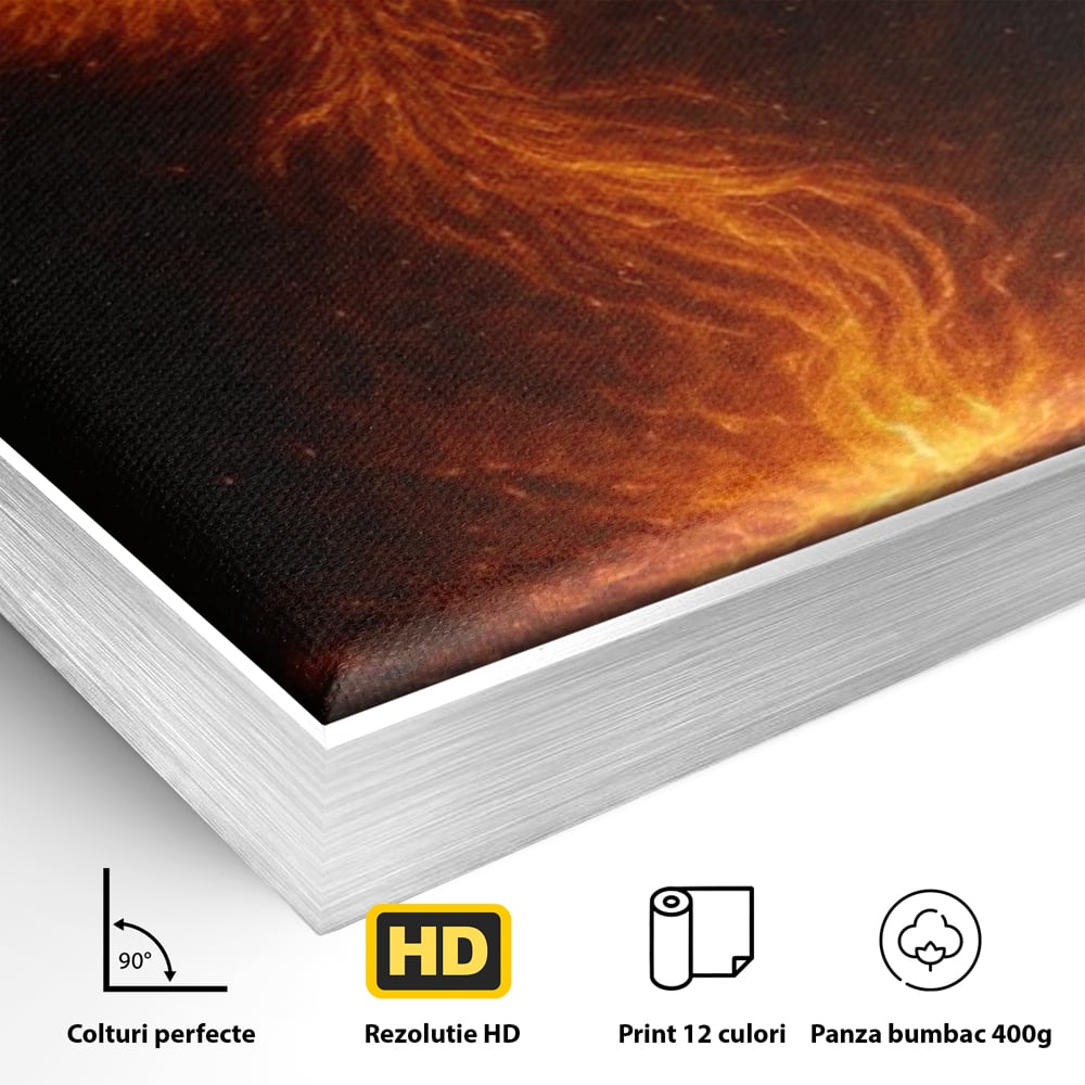Tablou Canvas Premium, LuxCanva® Q1023, Puterea Renasterii, Phoenix, Pasare, Foc, Flacari, Motivatie, Renastere, Curaj, Triumf, Mitic, Birou, Dormitor