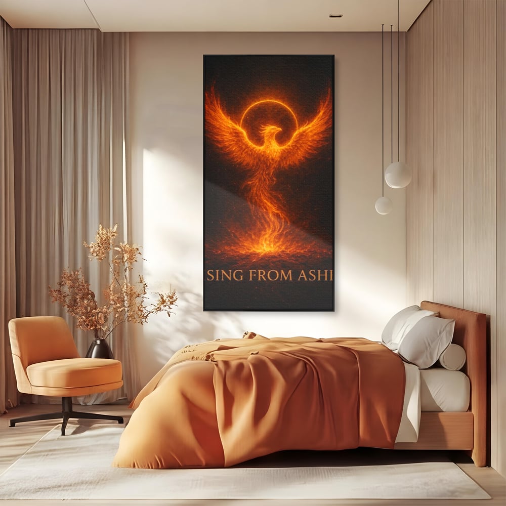 Tablou Canvas Premium, LuxCanva® Q1023, Puterea Renasterii, Phoenix, Pasare, Foc, Flacari, Motivatie, Renastere, Curaj, Triumf, Mitic, Birou, Dormitor