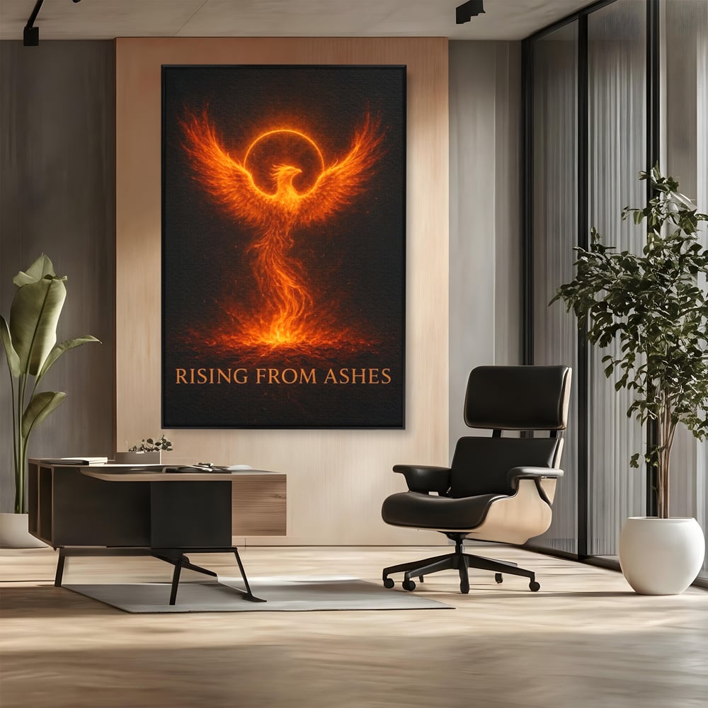 Tablou Canvas Premium, LuxCanva® Q1023, Puterea Renasterii, Phoenix, Pasare, Foc, Flacari, Motivatie, Renastere, Curaj, Triumf, Mitic, Birou, Dormitor
