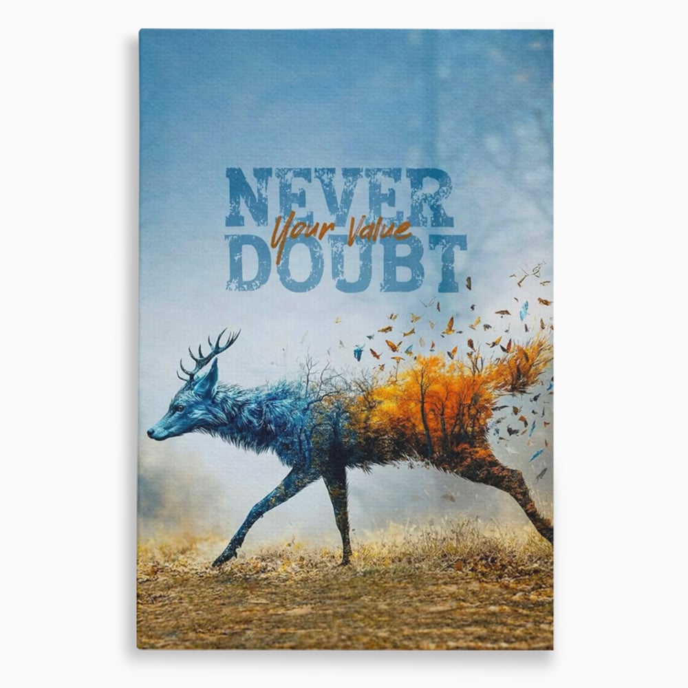 Tablou Canvas Premium, LuxCanva® Q1024, Forta in Tranzitie, Valoare, Putere, Motivational, Cerb, Animal, Natura, Schimbare, Evolutie, Birou, Dormitor