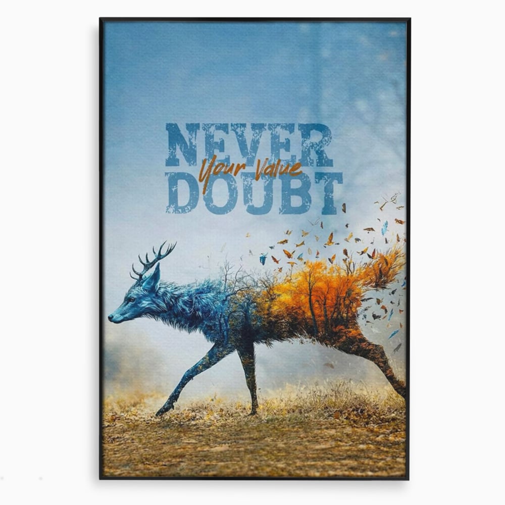 Tablou Canvas Premium, LuxCanva® Q1024, Forta in Tranzitie, Valoare, Putere, Motivational, Cerb, Animal, Natura, Schimbare, Evolutie, Birou, Dormitor