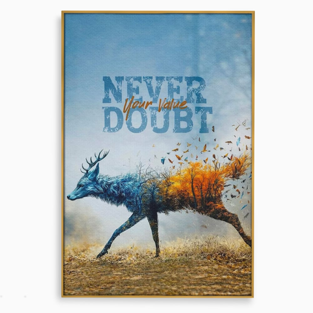 Tablou Canvas Premium, LuxCanva® Q1024, Forta in Tranzitie, Valoare, Putere, Motivational, Cerb, Animal, Natura, Schimbare, Evolutie, Birou, Dormitor