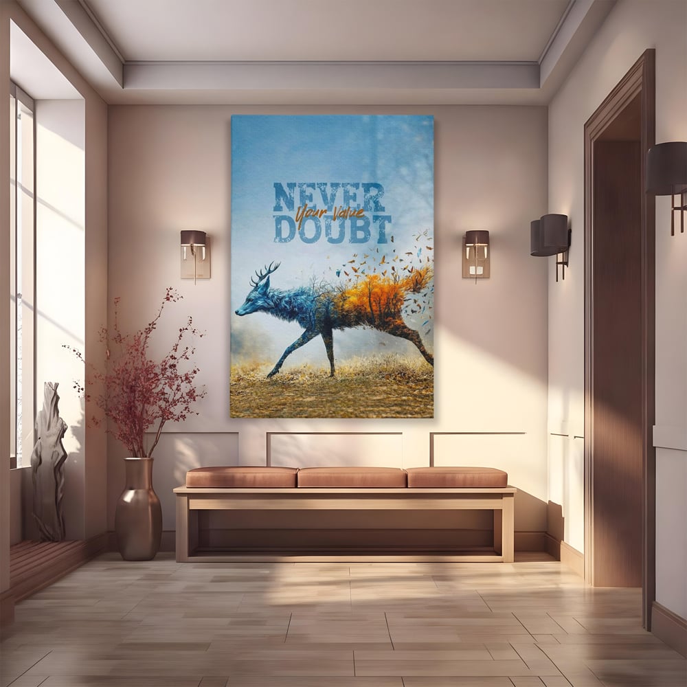 Tablou Canvas Premium, LuxCanva® Q1024, Forta in Tranzitie, Valoare, Putere, Motivational, Cerb, Animal, Natura, Schimbare, Evolutie, Birou, Dormitor