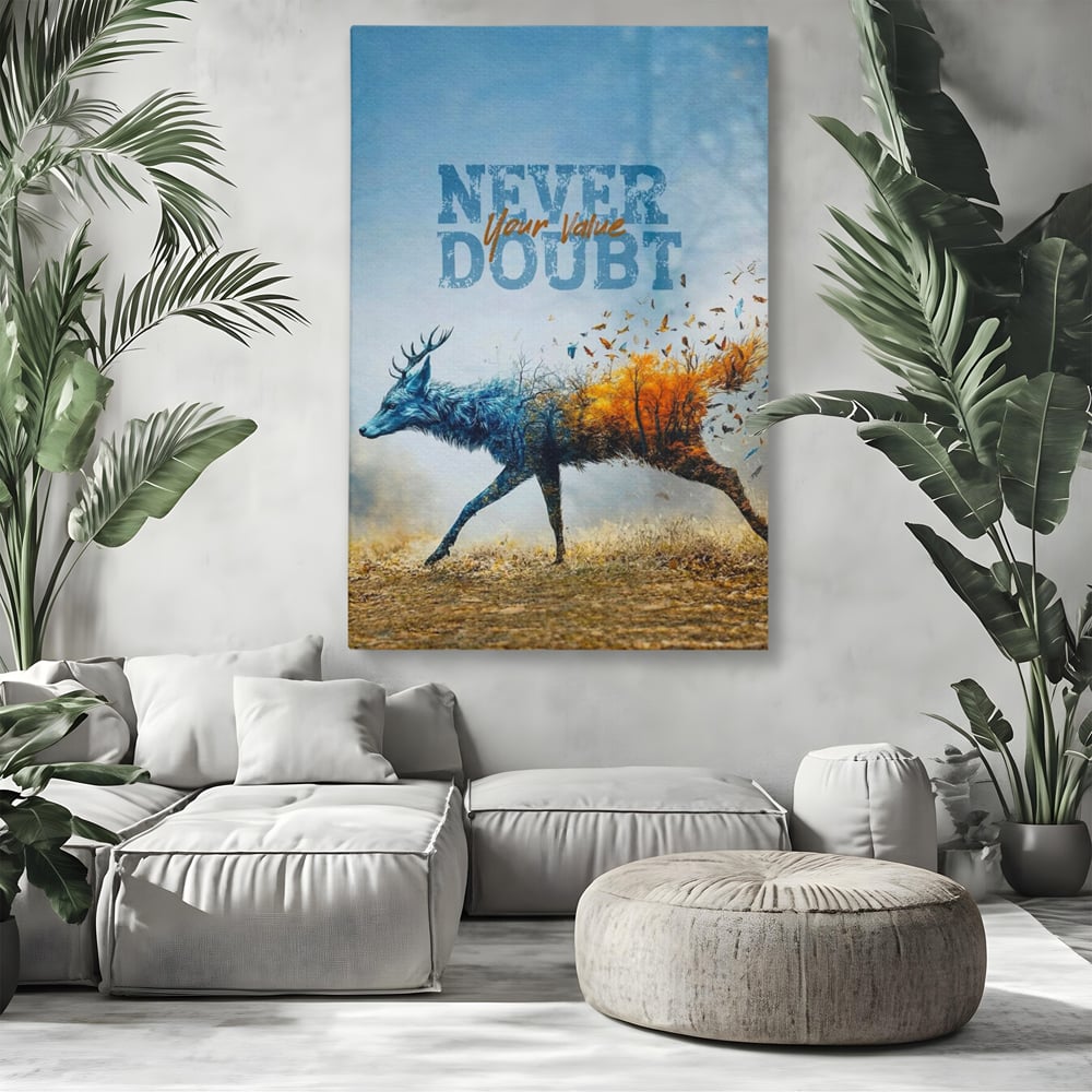 Tablou Canvas Premium, LuxCanva® Q1024, Forta in Tranzitie, Valoare, Putere, Motivational, Cerb, Animal, Natura, Schimbare, Evolutie, Birou, Dormitor