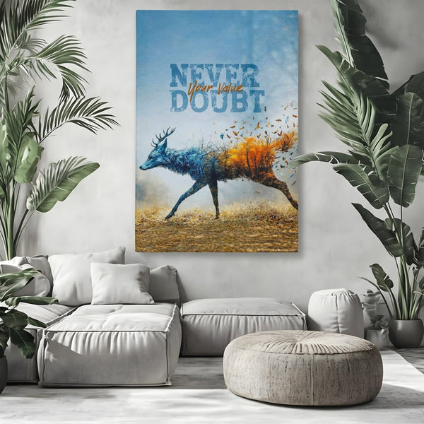 Tablou Canvas Premium, LuxCanva® Q1024, Forta in Tranzitie, Valoare, Putere, Motivational, Cerb, Animal, Natura, Schimbare, Evolutie, Birou, Dormitor