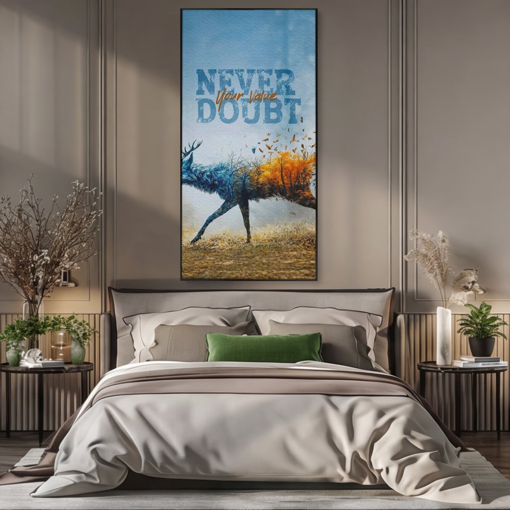 Tablou Canvas Premium, LuxCanva® Q1024, Forta in Tranzitie, Valoare, Putere, Motivational, Cerb, Animal, Natura, Schimbare, Evolutie, Birou, Dormitor