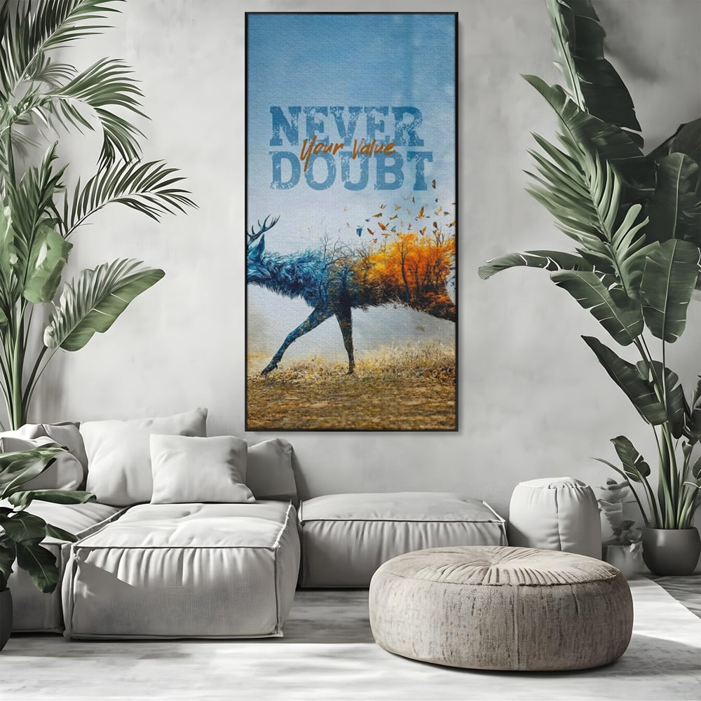 Tablou Canvas Premium, LuxCanva® Q1024, Forta in Tranzitie, Valoare, Putere, Motivational, Cerb, Animal, Natura, Schimbare, Evolutie, Birou, Dormitor