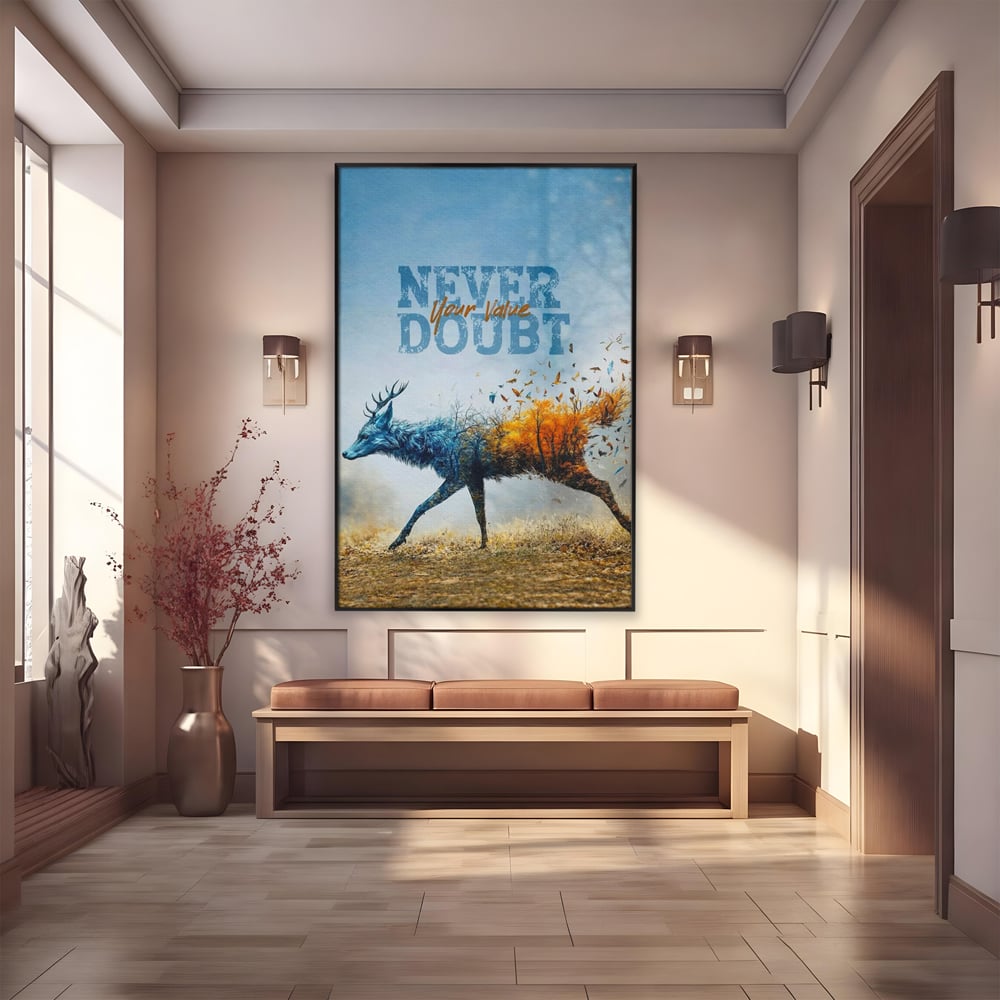 Tablou Canvas Premium, LuxCanva® Q1024, Forta in Tranzitie, Valoare, Putere, Motivational, Cerb, Animal, Natura, Schimbare, Evolutie, Birou, Dormitor