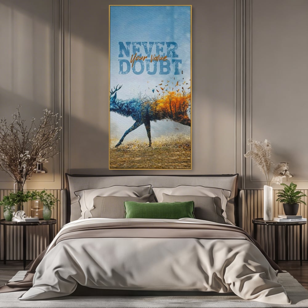 Tablou Canvas Premium, LuxCanva® Q1024, Forta in Tranzitie, Valoare, Putere, Motivational, Cerb, Animal, Natura, Schimbare, Evolutie, Birou, Dormitor