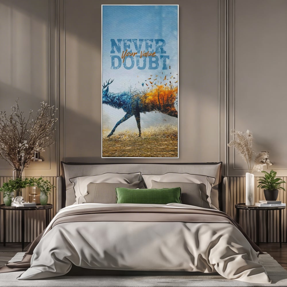 Tablou Canvas Premium, LuxCanva® Q1024, Forta in Tranzitie, Valoare, Putere, Motivational, Cerb, Animal, Natura, Schimbare, Evolutie, Birou, Dormitor